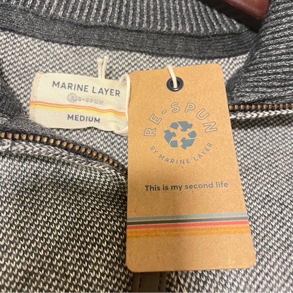 NWT Sweater Marine Layer RE Spun Men's Gray Color Long Sleeve Size M. - Picture 6 of 12